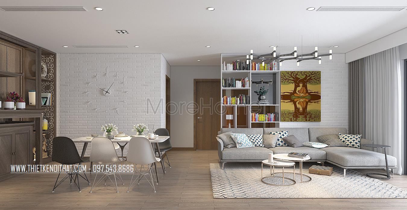 Thiết kế nội thất phòng khách chung cư Park Hill Hai Bà Trưng, Hà Nội